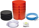 Set di vasi Hydro Farmer da 19 pezzi Ø 18 cm (rosso) Sistema di coltivazione comprendente 4 vasi, 4 anelli per irrigazione, 4 coperchi, set di adattatori e tubo da 2 m, coltura idroponica, aeroponica