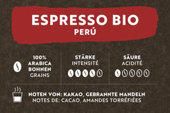Café Royal Bio Espresso Peru – 100% Arabica Kaffeebohnen, aromatisch-intensiv, dunkle Röstung, Stärke 4/5, Bio & Fairtrade, 500 g ganze Bohnen