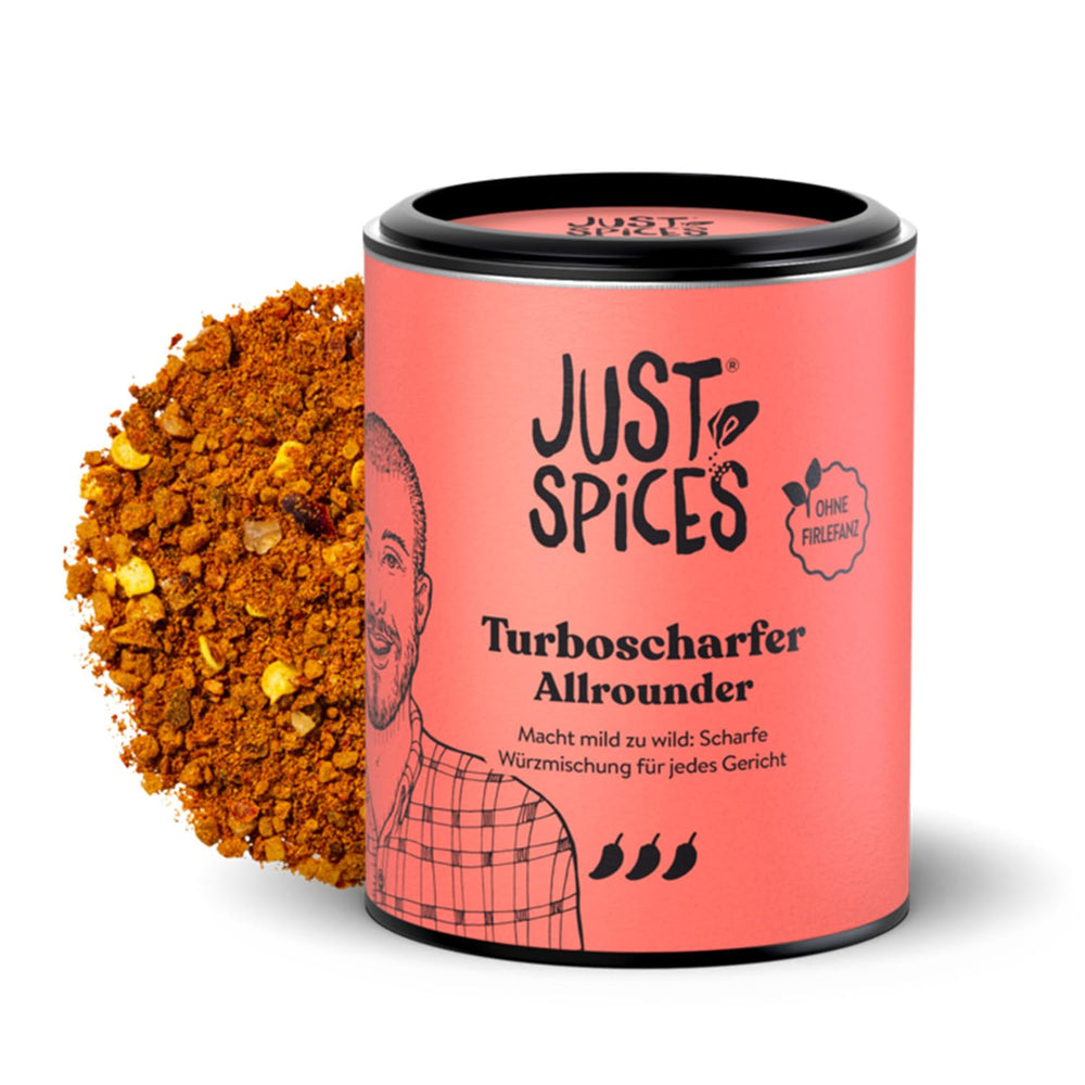 Just Spices Turbo Sharper Allrounder I Mehr Wumms für jedes Gericht mit dreifach Chili I Gewürzdose, 61 g