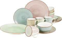 CreaTable, 22582, seria SAMBA, set de veselă cu 16 piese pentru 4 persoane, serviciu combinat din porțelan, potrivit pentru mașina de spălat vase și cuptorul cu microunde, producție de calitate