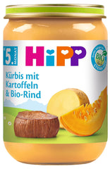 Dovleac HiPP cu cartofi și carne de vită organică, pachet de 6 (6 x 190 g)