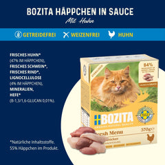 Bozita Tetra Bucăți Sterilizate în Sos cu Mult Pui – 6 x 370g Hrană Umedă Fără Cereale și Zahăr pentru Pisici – Non-OMG, cu 8,5% Proteine și 4,5% Grăsimi – De Înaltă Calitate și Deosebit de Gustos