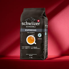 Schwiizer Schüümli Espresso, boabe de cafea 100% Arabica, tari și intense, ideale pentru espressoare automate, tărie 4/5, prăjire medie, Rainforest Alliance, 1kg