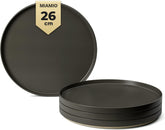 MIAMIO – Set de farfurii de 4 persoane / Set de veselă ceramică pentru 4 persoane, veselă din gresie, potrivită pentru mașina de spălat vase și cuptorul cu microunde – Colecția Sierra (Farfurii închise la culoare, farfurii mari (4x))