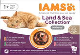 IAMS Delights Land & Sea Collection Hrană umedă pentru pisici - Pachet multiplu cu sortimente de carne și pește în sos, hrană umedă pentru pisici de la 1 an, 12 x 85 g