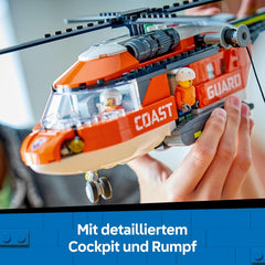 LEGO City Hubschrauber der Küstenwache - Spielzeug Einsatzfahrzeug - Modellbau mit Schiebetüren, Winche, 4 Minifiguren und Hai Figur - Geburtstagschenkenken für Jungen ab 7 Jahren - 60503