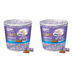 Naps Alpine Milk 1 x 1kg, Mini pătrățele de ciocolată care se topesc în gură din ciocolată fină cu lapte alpină, cutie (pachet de 2)