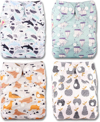 Littles and Bloomz FLP2-0406 Pannolino riutilizzabile con clip standard, 4 pannolini