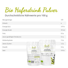 foodsetter Bio Haferdrink Pulver | Busta da 500 g | Haferpulver | Haferpulver istantaneo | Bio-Qualità | Vegano | Senza glutine | Ohne Zuckerzusatz | 0,5 chilogrammi