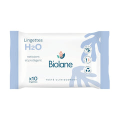 BIOLANE - Salviette umidificate per neonati H2O con acqua - Tascabili - Neonati - 24 x 10 pezzi (240 salviette) - per pelli sensibili - pulisce e protegge viso e sedile - prodotto in Francia