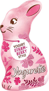Coniglietto Pasquale con Yogurt 75g – Coniglietto Pasquale al Cioccolato – Coniglietto Pasquale al Cioccolato Bianco con Yogurt e Gocce di Fragole Fruttate – Coniglietto Pasquale al Cioccolato e Cesto Pasquale – Regalo Cioccolato – Regalo Pasqua