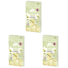 Schogetten Pistacchio Bianco | Cioccolato bianco con ripieno di crema al pistacchio | 100 g| Convenientemente porzionato (confezione da 3)