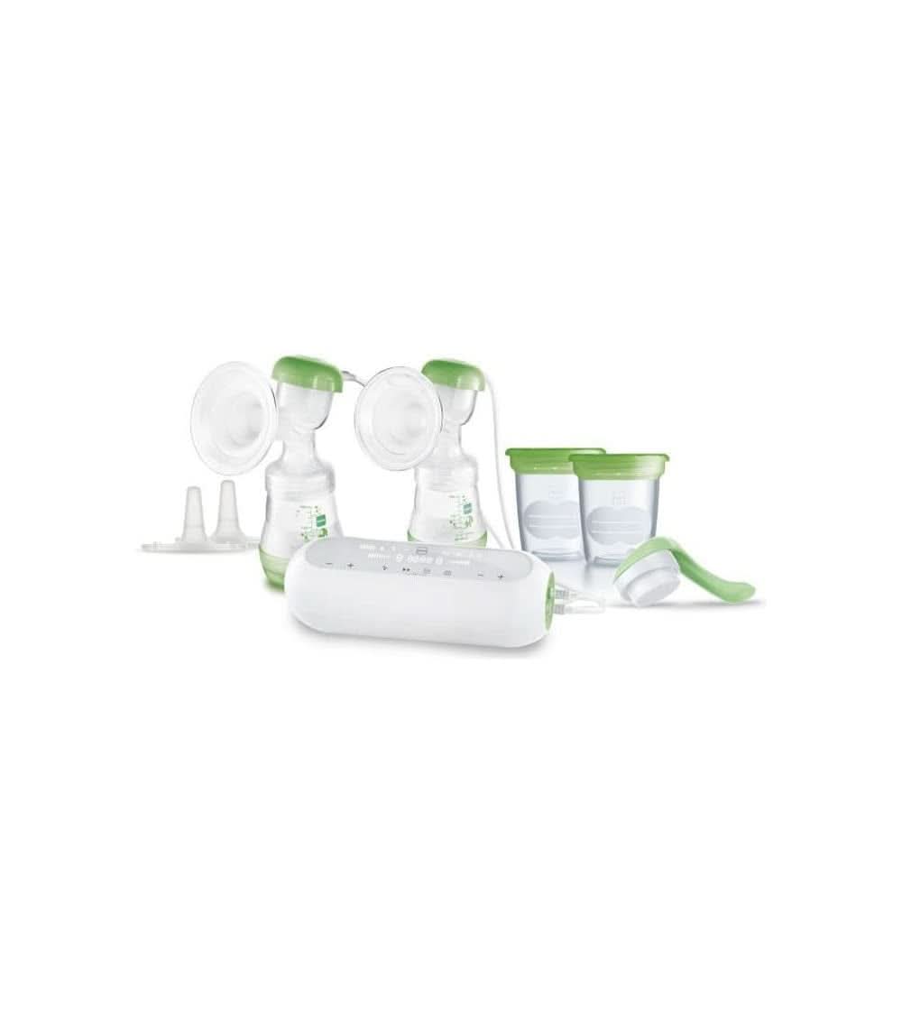 MAM - Pompa elettrica per il latte doppia – Pompa per il latte 2 in 1 con 9 livelli di intensità e 3 ore di allattamento – 2 bottiglie anti-coliche Easy Start e 2 dosi incluse – Verde Accessori Alimentazione e allattamento Baby Naty Shop