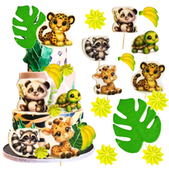 Set 13 decorazioni commestibili per torte – Tema Safari