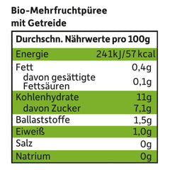 FRECHE FREUNDE Pesca Mela Banana Avena Purea di frutta biologica con cereali in un sacchetto comprimibile per bambini 6 mesi+ Vegano Confezione da 6 (6 x 100 g)