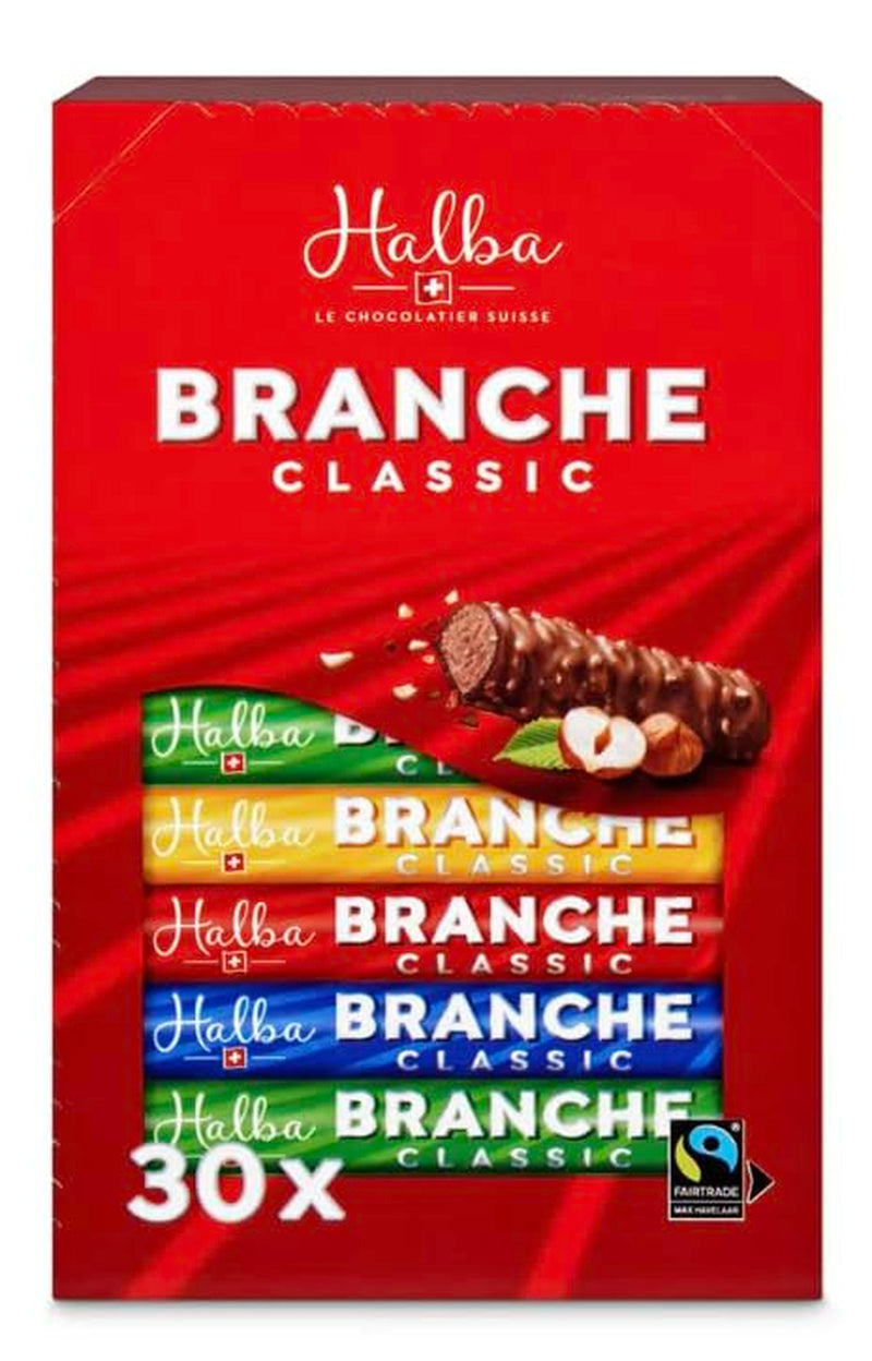 Batoane de ciocolată cu lapte Branches, pachet de 30 - Batoane de ciocolată cu lapte cu umplutură de cremă de alune - Ciocolată elvețiană - Pachet vrac de 30 de batoane ambalate individual (23g fiecare) / 690g