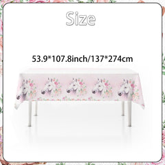 Set de petrecere cu 51 de piese, farfurii de hârtie cu cai roz, pahare, șervețele, pentru copii, fete, băieți, decorațiune de masă cu cai pentru ziua de naștere