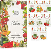 Set di semi di frutta: semi da giardino premium con 8 varietà di piante da frutto per giardino e balcone - Semi di anguria, semi di fragola, uva spina, rabarbaro e altro ancora - Set regalo di semi di frutta di OwnGrown