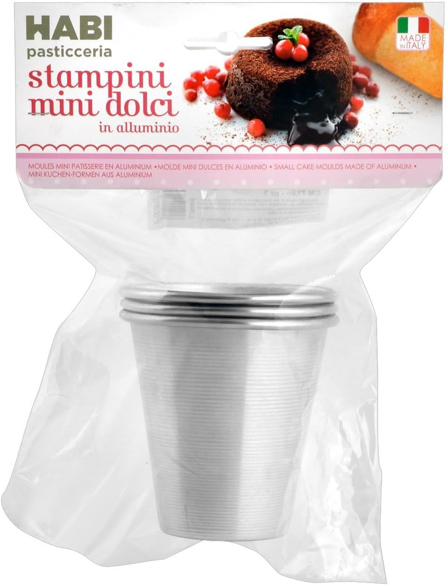 Confezione 3 Stampi Baba Au Rhum, 7 X 8 Cm, Alluminio, 3 pezzi Stampi e teglie Naty Shop