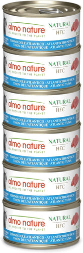 Almo Nature HFC Natural - Hrană umedă pentru pisici adulte - Ton Atlantic - Calitate umană, Fără gluten și Monoproteină - 6 x 70g