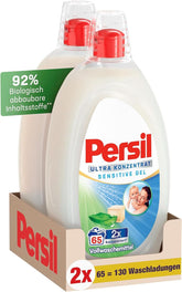 Persil Ultra Concentrate Sensitive Gel (130 de spălări), Detergent lichid pentru alergici și bebeluși într-o sticlă mai mică pentru mai puțin plastic, Îndepărtează petele dificile, Testat dermatologic Detergenti Rufe Naty Shop