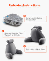 Pernă de citit VEVOR, pernă de pat (mare) cu tetieră detașabilă, pernă pentru spate cu 3 buzunare și material textil lavabil din catifea scurtă și spumă cu memorie mărunțită, lateral cu mâner, pentru vizionarea la televizor, citit, jucat