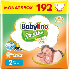 Pannolini per bambini sensibili, taglia 2, mini (3-6 kg), 192 pannolini