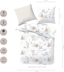 Biancheria da letto per bambini, volpe, gufo e animali del bosco, 100% cotone Biancheria da letto - bambini Naty Shop