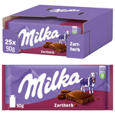 Milka Zartherb - cioccolato al latte fondente alpino con un delicato sentore di cacao in confezione multipla - 25 x 90 g