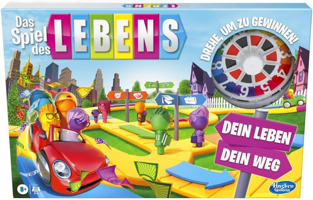 Hasbro Jocul Vieții, joc de societate pentru întreaga familie pentru 2-4 jucători, pentru copii cu vârsta de 8 ani și peste, include creioane colorate
