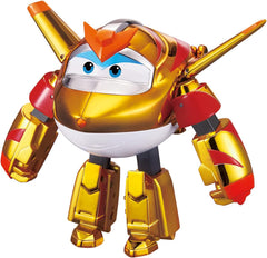 Super Wings EU750231 - Avion transformabil Golden Boy, aprox. 20,5 cm, figurină mare de joacă pentru copii, avion de jucărie transformabil și figurină robot Action figures Naty Shop