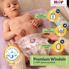 Pannolino HiPP Extra Soft Premium Taglia 1 Neonato 2-5 kg, 72 pezzi (3 confezioni da 24), con protezione dalle perdite a 3 vie e doppia protezione della pelle