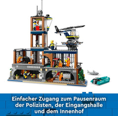Stație de poliție LEGO City pe insula închisorii, jucărie de poliție cu elicopter, barcă și rechin, set cu 7 minifigurine și câine, cadou aniversar pentru băieți și fete de la 7 ani 60419 Seturi de constructie Besuche den LEGO-Store