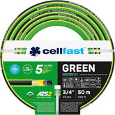 Furtun de grădină CELLFAST, furtun de apă cu 5 straturi, material textil dublu împletit cu bordură transversală, furtun de irigații, rezistent la UV, anti-alge, flexibil, 30 bar, 3,4 inci, 50 metri, verde