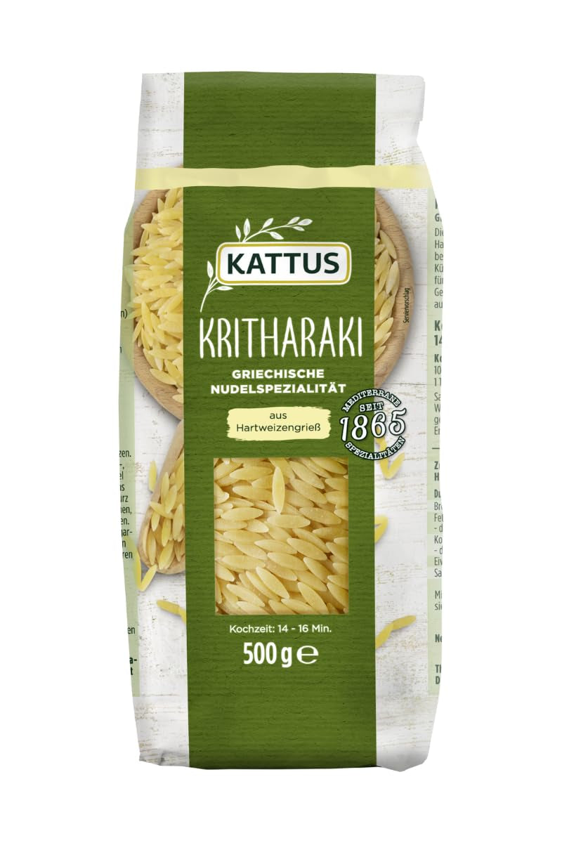 - Kritharaki Nudeln (Reisnudeln/Risoni/Orzo) | Griechische Nudelspezialität aus Hartweizengrieß | 500 g in busta