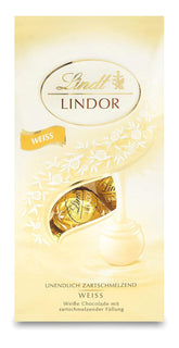 Bile de ciocolată albă Lindt LINDOR | Pungă de 137 g | Aprox. 10 biluțe de ciocolată albă cu umplutură care se topește în gură | Cadou de ciocolată | Cadou de ciocolată