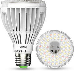 SANSI Lampada LED per Piante da Interno 30W a Spettro Completo 250W Equivalente ad Alta PPFD E27 Lampada per Coltivazione 4000K 660nm Angolo del Fascio di 60° Lampada per Piante Ortaggi Fiori Coltura Idroponica