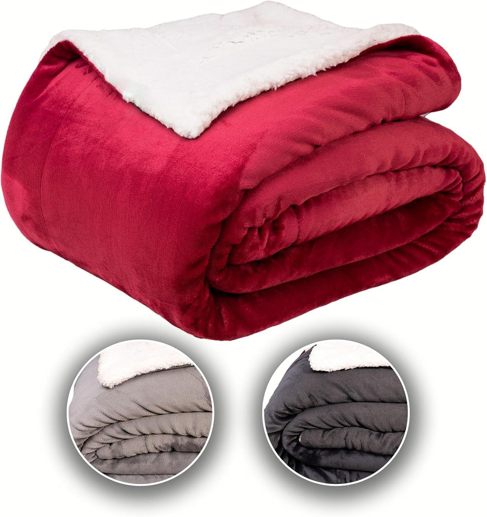 Komfortec accogliente coperta 150X200 Cm, soffice coperta in pile certificata Oeko-Tex, calda coperta sherpa per il divano, coperta spessa per il divano, Letti e coperte bordeaux Besuche den Komfortec-Store Borgogna 150 X 200 Cm