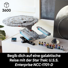 LEGO Icons Star Trek: U.S.S. Enterprise NCC-1701-D - Bauset für Erwachsene - 2 Shuttlepods, Trennfunktion & 9 Minifiguren mit Jean-Luc Picard & William Riker - Geschenk für Männer und Frauen - 10356