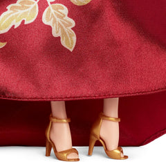Păpușă Barbie Signature de Anul Nou Lunar în rochie roșie cu model de bujori aurii, jucărie de colecție, JJX83