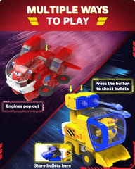 Super Wings Robot Toys - Jett Transformers Macchinine Camion giocattolo Avec Mini Jet Avion Jouets Pour Enfants 3 4 5 Ans, Red Action figures Naty Shop