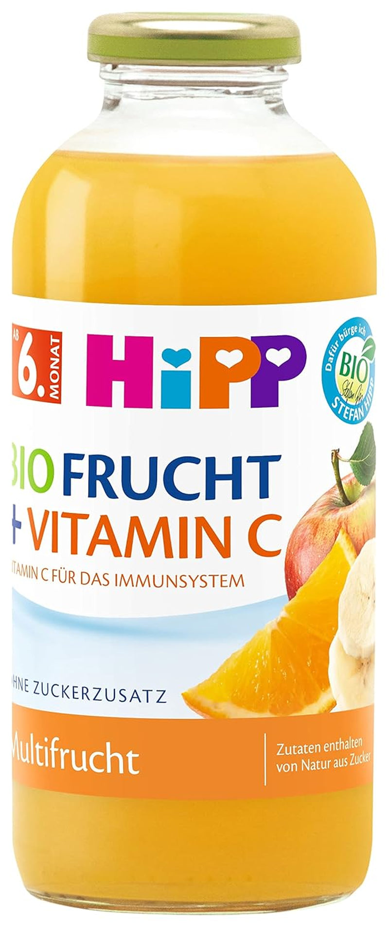 HiPP Multifrutta con vitamina C, bevanda per neonati a partire da 6 mesi (6 x 0,5 l), senza zuccheri aggiunti, leggera e a bassa acidità, migliore qualità biologica