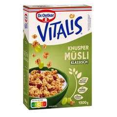 Dr. Oetker Vitalis Classic Crispy Muesli: confezione grande di muesli croccanti per la colazione con uvetta, 1 confezione, 1,5 kg