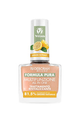 Milano Formula Pure Treatment Smalto All in One, vegano, per base e top coat, con estratto di limone, rivitalizza e riduce l'ingiallimento, 8,5 ml
