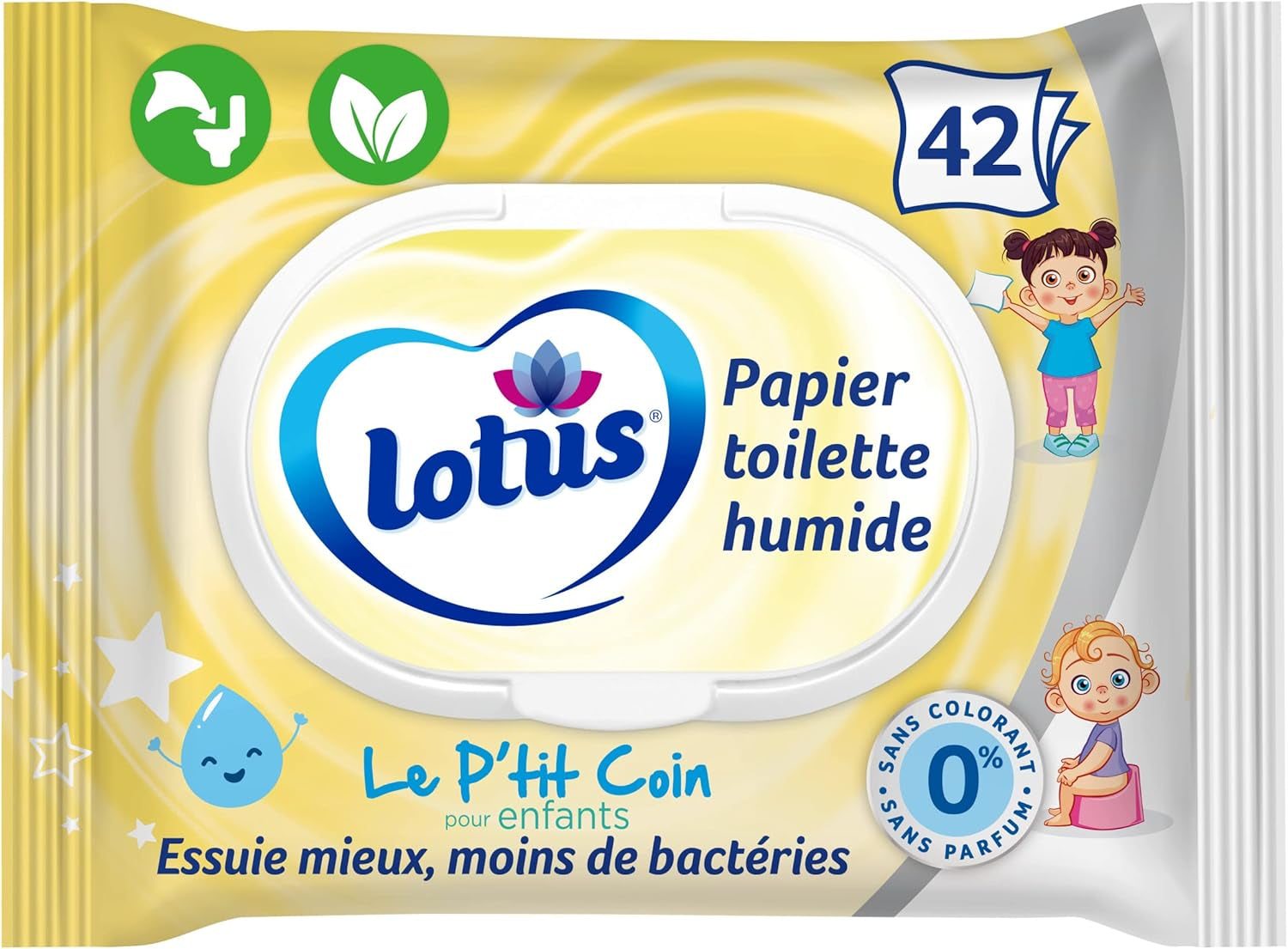 Le P'Tit Coin Șervețele umede pentru copii, fără coloranți și parfumuri, 100% fibre naturale Fsc, 42 bucăți (1 bucată)