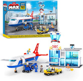 MAX Adventure Spielset Flughafen (793 Teile) Bausteine Spielzeug für Kinder ab 5 Jahren Fahrzeuge Auspacken Disimballaggio