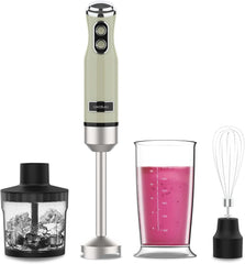 Cecotec Stabmixer Power Retrogreen 1200MAX Cream&Crush, Maximalleistung 1200 W, Tecnologia Crossblades, 2 velocità, Zubehörset Spülmaschinenfest, Spritzschutzhaube Kitchen Naty Shop