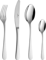 Gerlach Flow Besteck-Set 6 Personen Spülmaschinenfest Essbesteck Besteck Aus Edelstahl Messer Gabel Löffel Teelöffel Tafelbesteck Rostfrei 24 Stk, Silberglänzend Kitchen Naty Shop Silberglänzend 24 El. Nell'Einer Schachtel