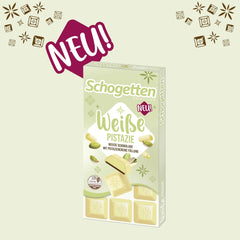 Schogetten Pistacchio Bianco | Cioccolato bianco con ripieno di crema al pistacchio | 100 g| Convenientemente porzionato (confezione da 3)