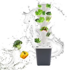 Torre idroponica da 30 capsule, sistema di coltivazione idroponica da giardino, kit di coltivazione idroponica verticale a 6 livelli, torre aeroponica con pompa di idratazione, adattatore e letto di semina (Grigio)